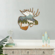Load image into Gallery viewer, Wooden Deer and Elk Wall Decor
