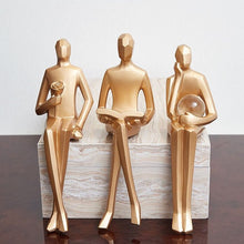 Load image into Gallery viewer, Golden Geometric Sitting Statue