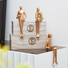 Load image into Gallery viewer, Golden Geometric Sitting Statue