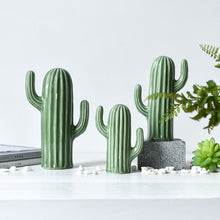 Load image into Gallery viewer, Ceramic Green Cactus Decor