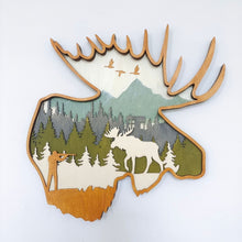Load image into Gallery viewer, Wooden Deer and Elk Wall Decor