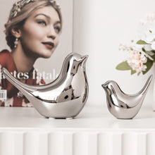 Load image into Gallery viewer, Silver Ceramic Bird Figurines