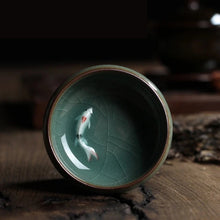 Load image into Gallery viewer, Celadon Koi Fish Tea Cup