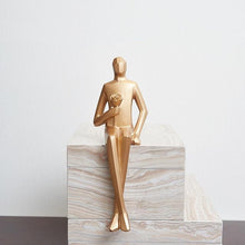 Load image into Gallery viewer, Golden Geometric Sitting Statue