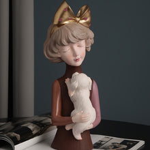 Load image into Gallery viewer, Puppy, Kitten &amp; Girl Statues
