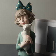 Load image into Gallery viewer, Puppy, Kitten &amp; Girl Statues
