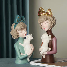 Load image into Gallery viewer, Puppy, Kitten &amp; Girl Statues
