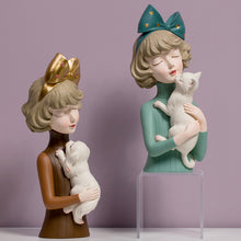 Load image into Gallery viewer, Puppy, Kitten &amp; Girl Statues
