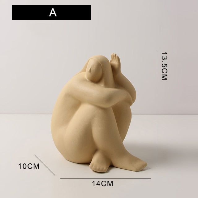 Ceramic Abstract Figurines with Large Hand