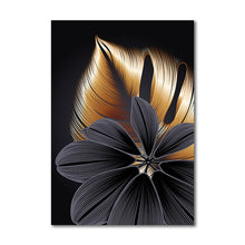 Load image into Gallery viewer, Black and Gold Tropical Leaf
