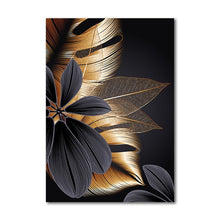 Load image into Gallery viewer, Black and Gold Tropical Leaf
